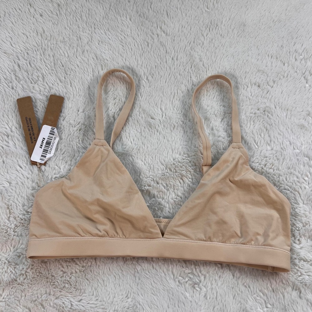 Skims Fits Everybody Triangle Bralette Sand BR-TRI-9200 NWT Size S Seamless Soft